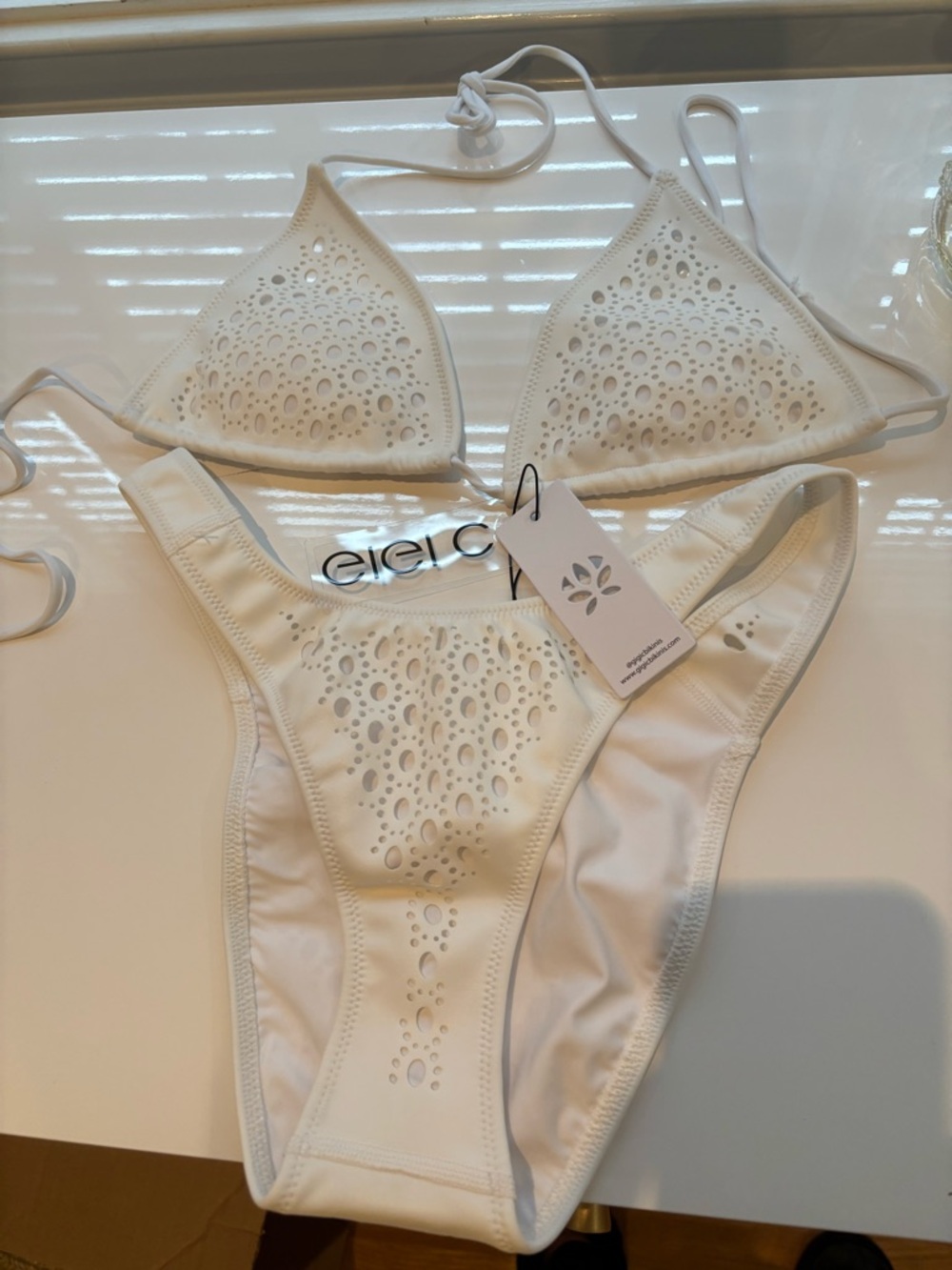 GIGI C White Laser-Cut Bikini Set
